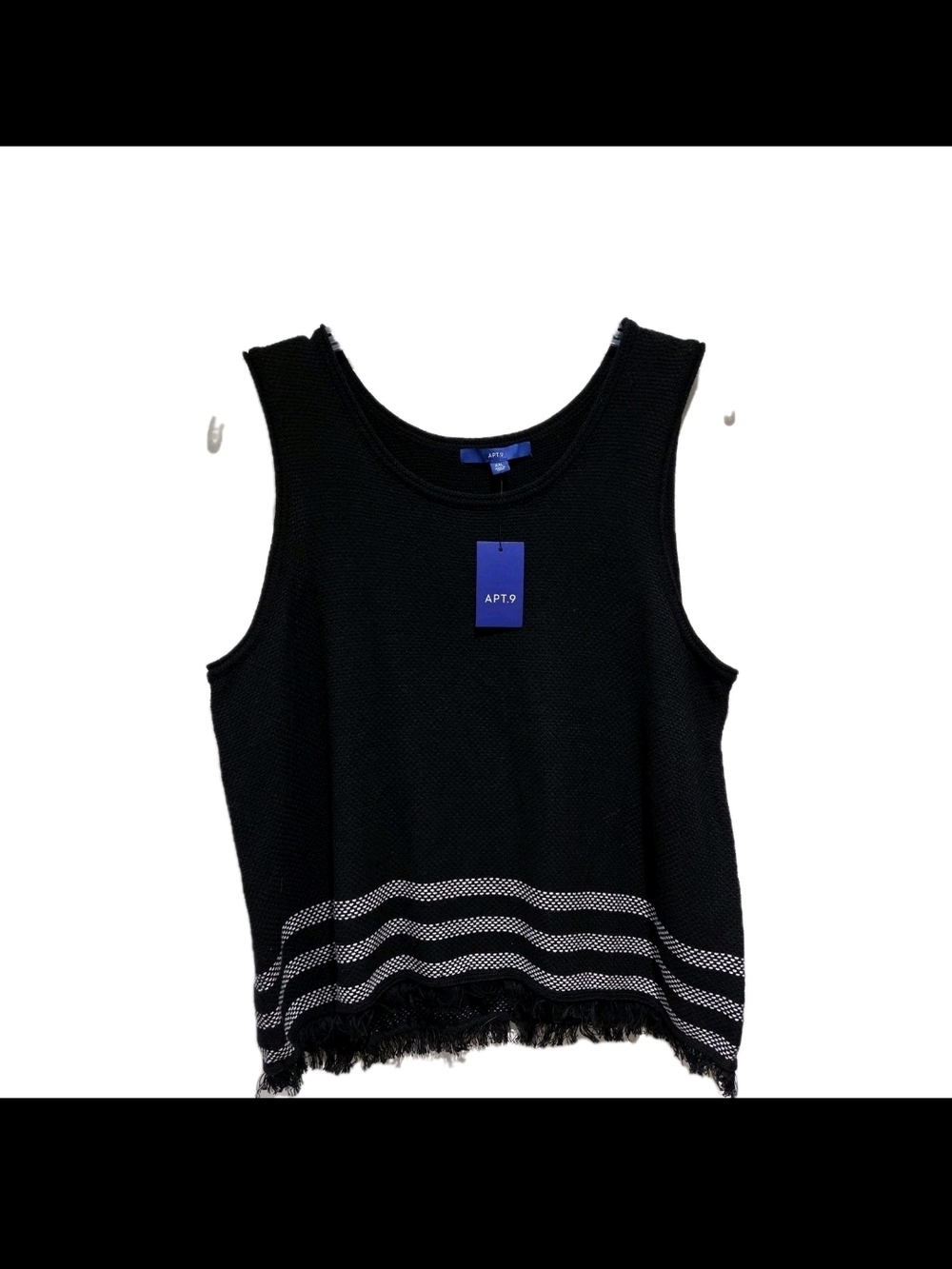 APT. 9 Black Sleeveless Fringe Hem Tank Top Sweater